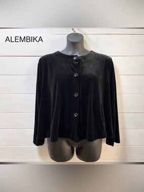 ALEMBIKA – Black Velvet A-Line Top – Size 6 (US 16)